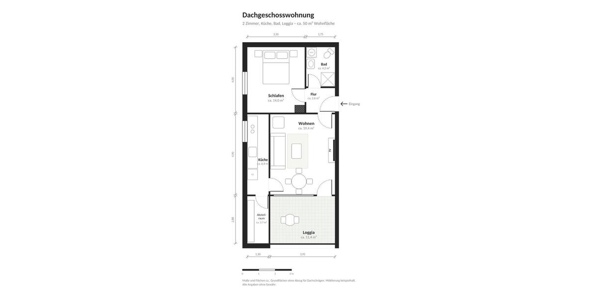 Dachgeschoßwohnung Herdecke - 2.5 Zimmer, 50 m&sup2;, 625&euro; | Angebot:27586206