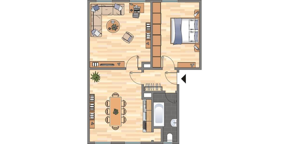 Etagenwohnung Dortmund Innenstadt Nord - 2 Zimmer, 53 m&sup2;, 468&euro; | Angebot:25620509