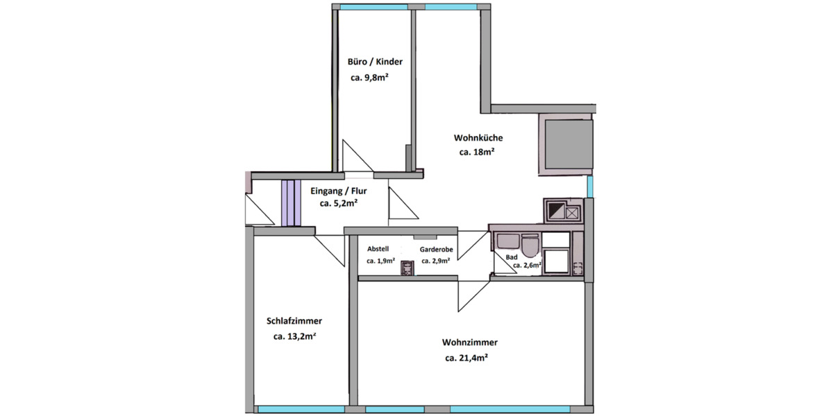 Etagenwohnung Remscheid - 3 Zimmer, 75 m&sup2;, 600&euro; | Angebot:25936386