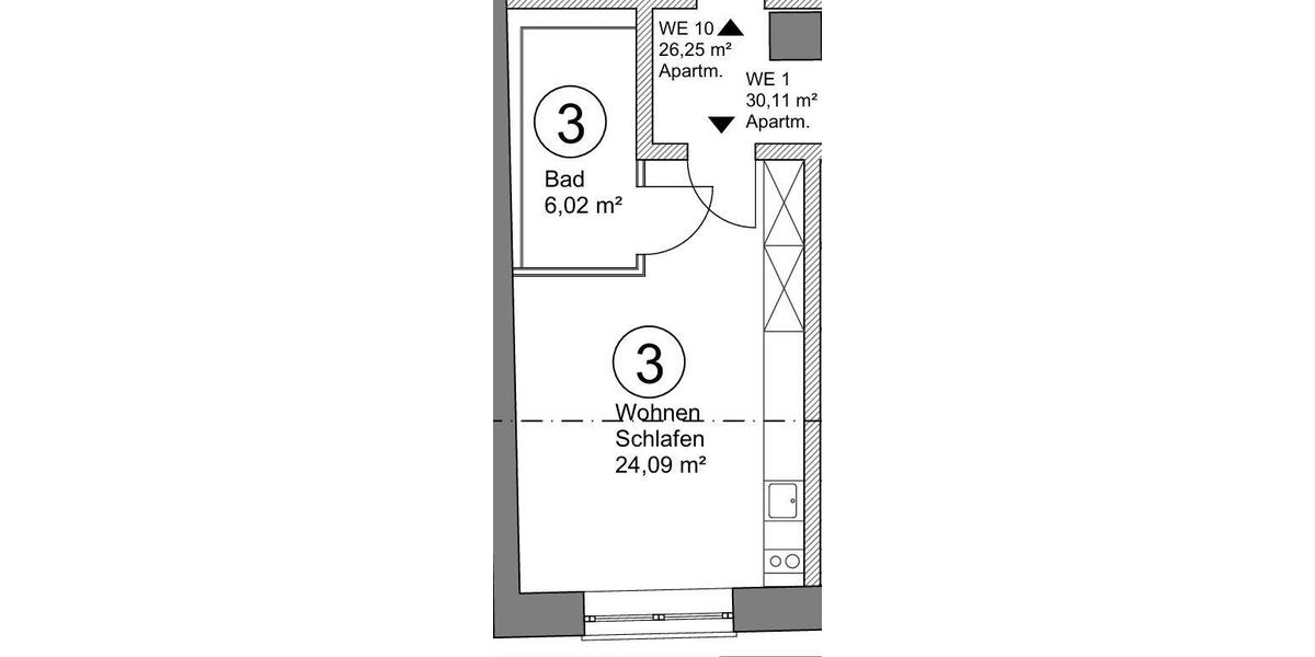 Etagenwohnung Herne Wanne-Bickern - 1 Zimmer, 28 m&sup2;, 375&euro; | Angebot:27547875