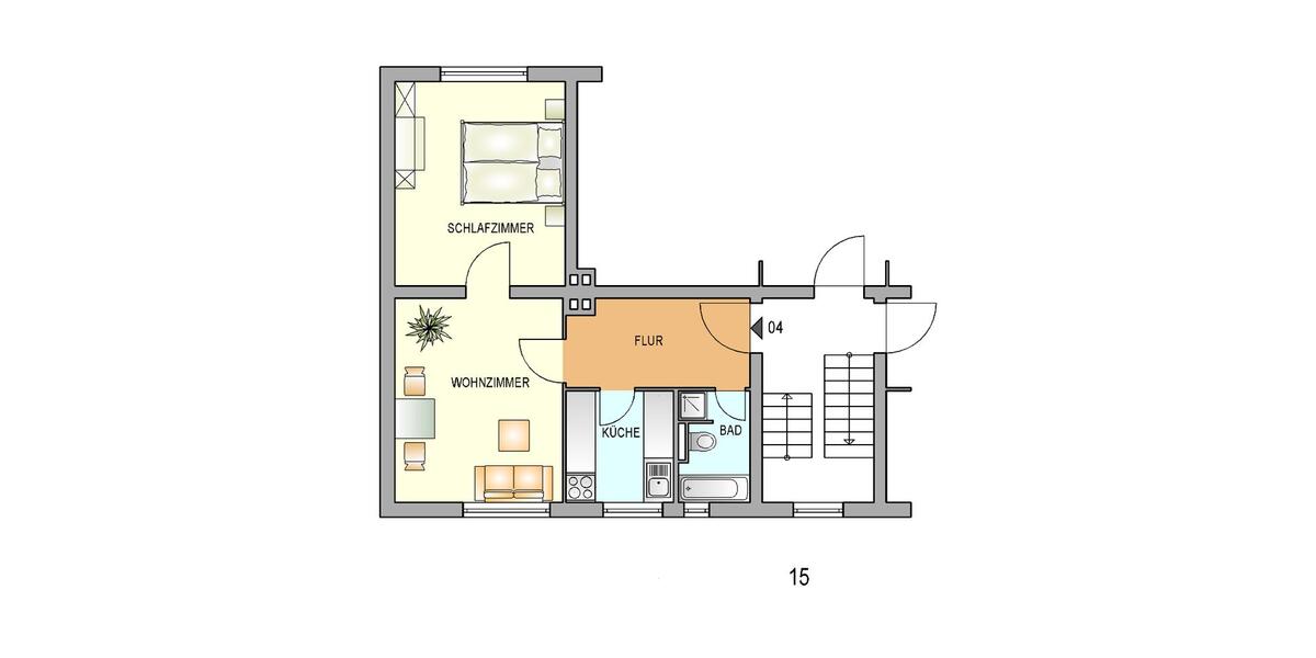 Etagenwohnung Remscheid Remscheid-Süd - 2 Zimmer, 42 m&sup2;, 301&euro; | Angebot:25962691