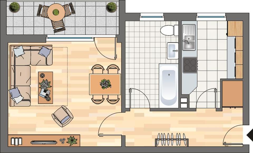 Erdgeschoßwohnung Castrop-Rauxel Rauxel - 3 Zimmer, 52 m&sup2;, 439&euro; | Angebot:25363938