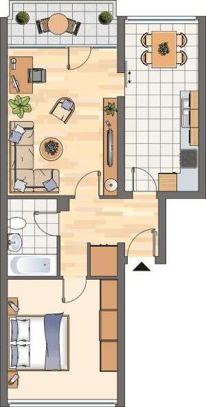 Etagenwohnung Unna - 2 Zimmer, 61 m&sup2;, 459&euro; | Angebot:27722980
