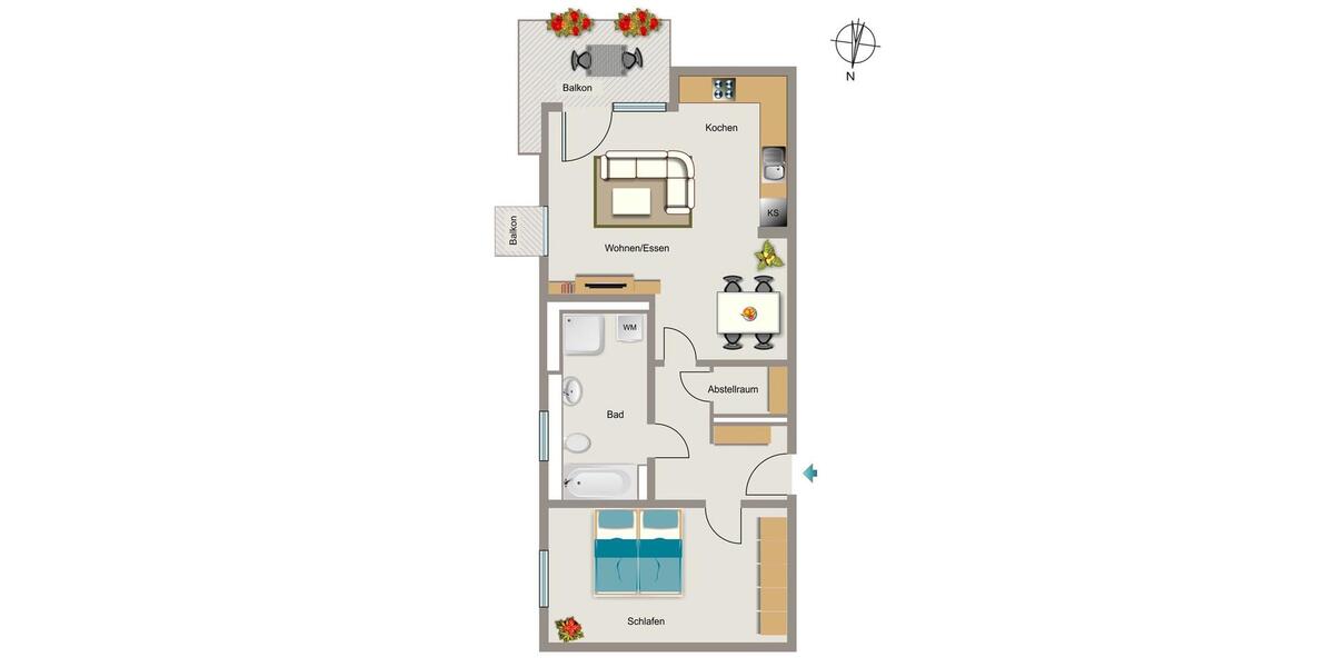 Etagenwohnung Bochum Wiemelhausen - 2 Zimmer, 66 m&sup2;, 960&euro; | Angebot:25050132