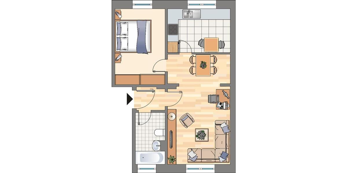 Erdgeschoßwohnung Dortmund Eving - 2 Zimmer, 34 m&sup2;, 328&euro; | Angebot:25793793