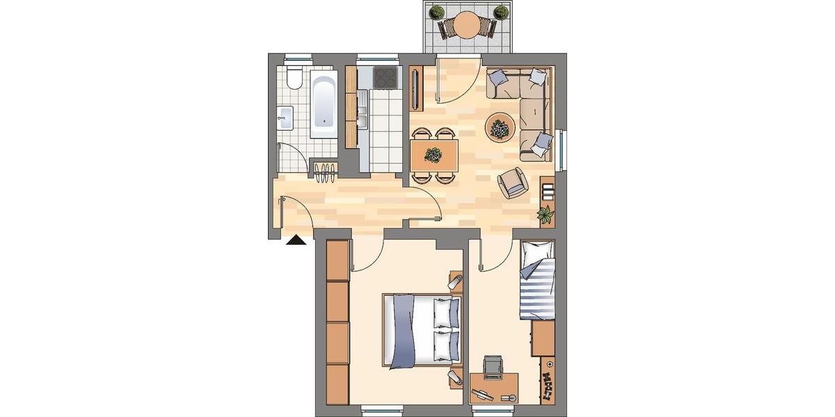 Erdgeschoßwohnung Dortmund Mengede - 3 Zimmer, 50 m&sup2;, 415&euro; | Angebot:25893228