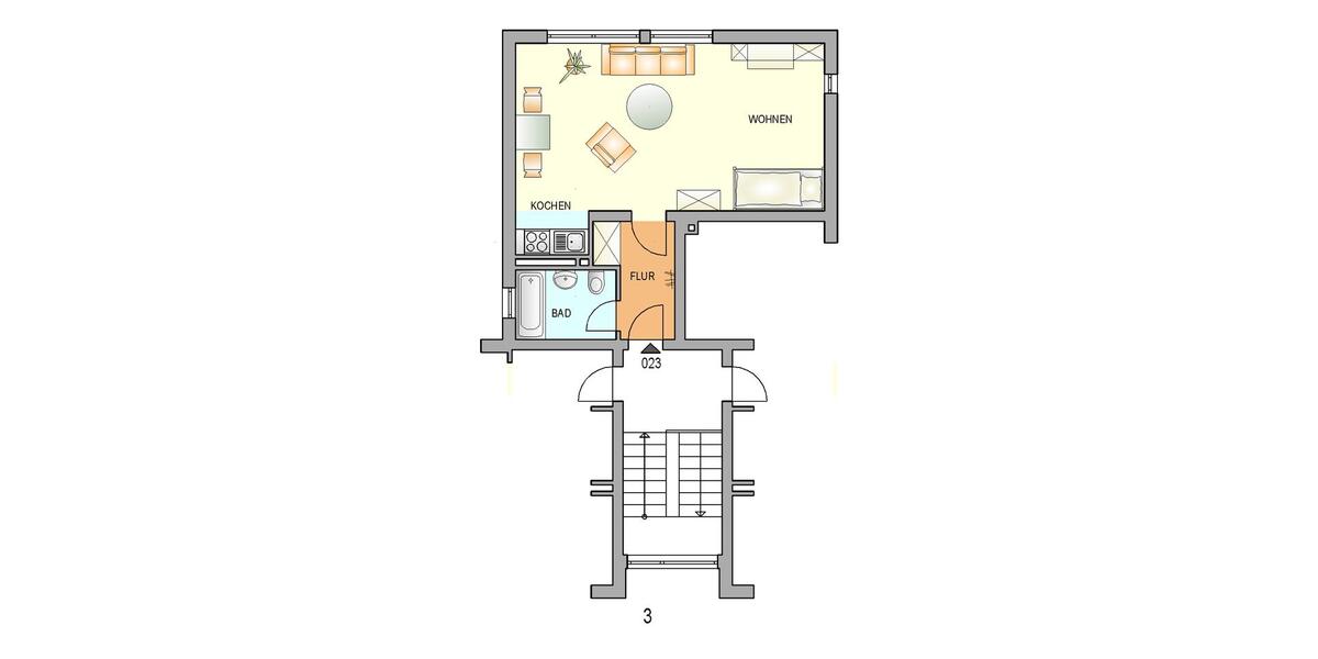 Etagenwohnung Remscheid Remscheid-Süd - 1 Zimmer, 37 m&sup2;, 257&euro; | Angebot:25918598
