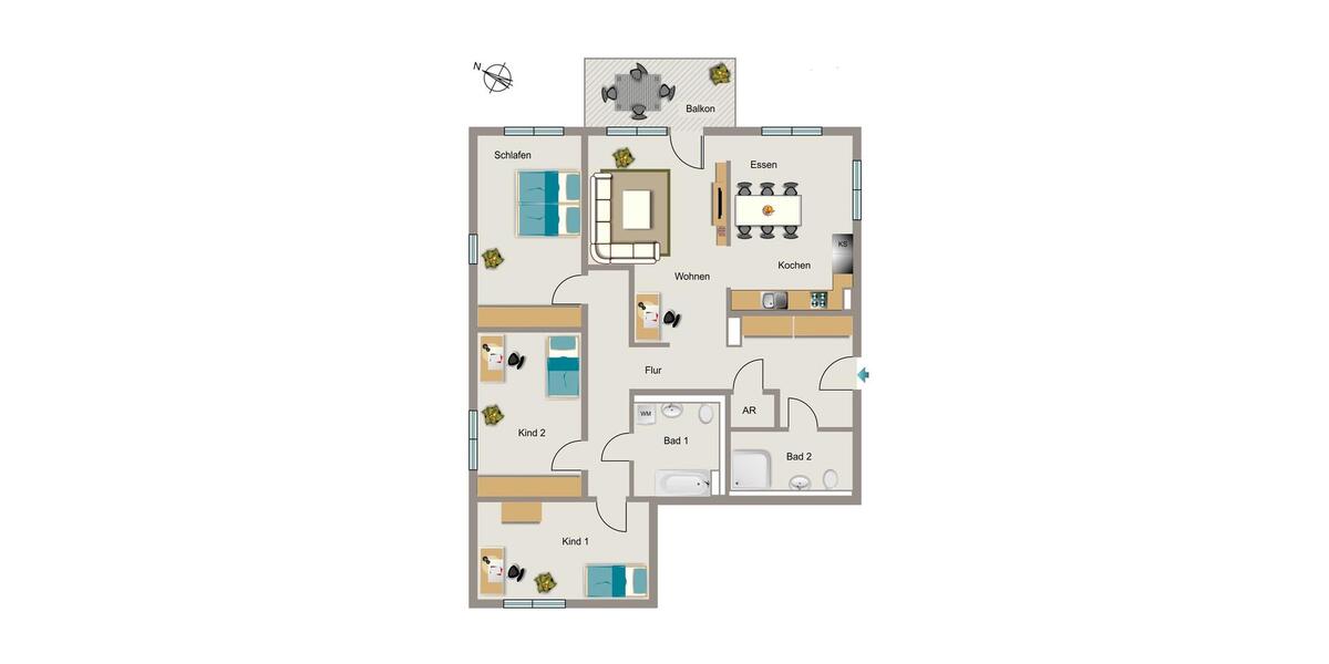 Etagenwohnung Bochum Bochum-Nord - 4 Zimmer, 129 m&sup2;, 1.743&euro; | Angebot:25995651