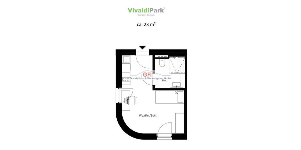 Etagenwohnung Bochum Laer - 2 Zimmer, 62 m&sup2;, 1.090&euro; | Angebot:23509179