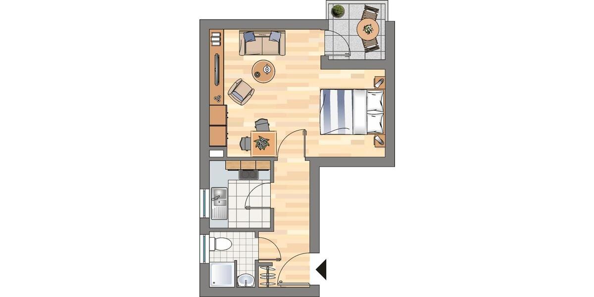 Etagenwohnung Dortmund Aplerbeck - 1 Zimmer, 34 m&sup2;, 322&euro; | Angebot:26536516