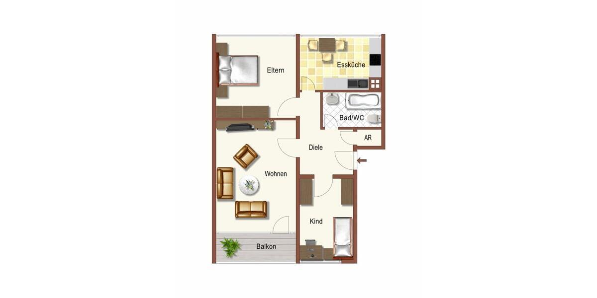 Etagenwohnung Dortmund Aplerbeck - 3 Zimmer, 72 m&sup2;, 641&euro; | Angebot:25066604