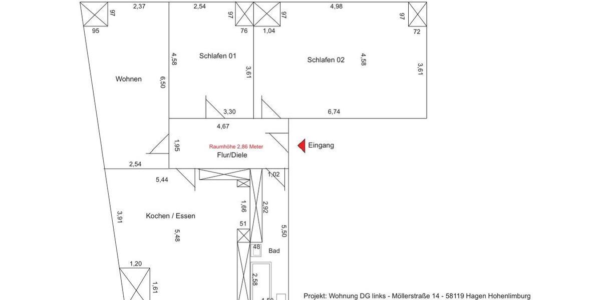 Etagenwohnung Hagen Hagen-Nord - 3 Zimmer, 105 m&sup2;, 700&euro; | Angebot:25887352