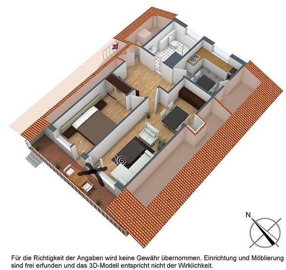 Dachgeschoßwohnung Radevormwald - 2 Zimmer, 65 m&sup2;, 475&euro; | Angebot:26586795