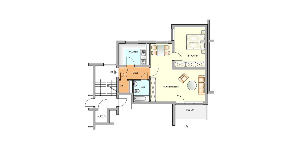 Etagenwohnung Remscheid - 2 Zimmer, 64 m&sup2;, 383&euro; | Angebot:25415102
