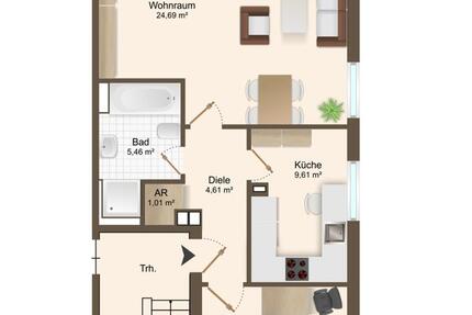 Wohnung Bochum Eppendorf - 2.5 Zimmer, 63 m&sup2;, 900&euro; | Angebot:22606260