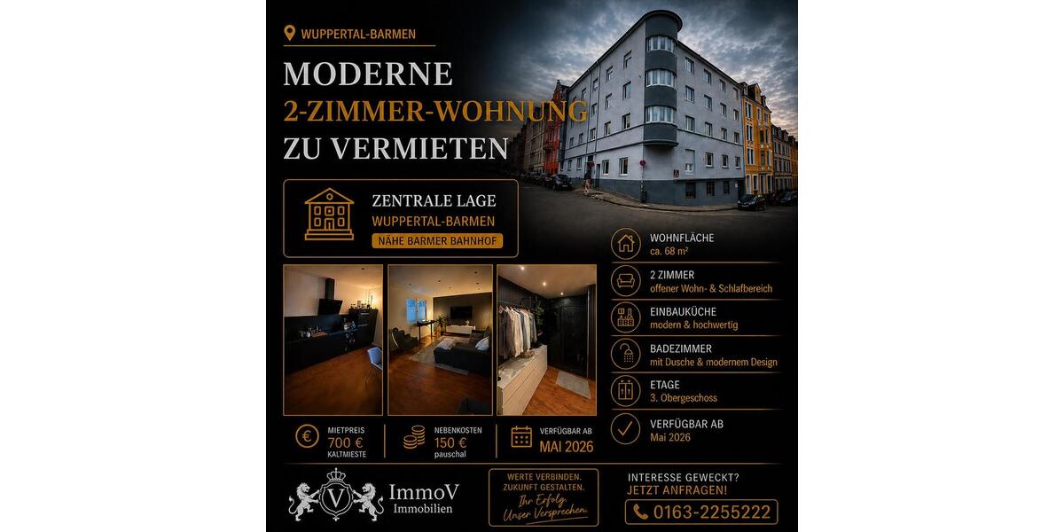 Etagenwohnung Wuppertal Lichtenplatz - 2 Zimmer, 68 m&sup2;, 700&euro; | Angebot:26546145
