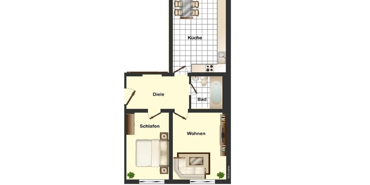 Etagenwohnung Wuppertal Gemarkung Elberfeld - 2 Zimmer, 62 m&sup2;, 622&euro; | Angebot:26021442