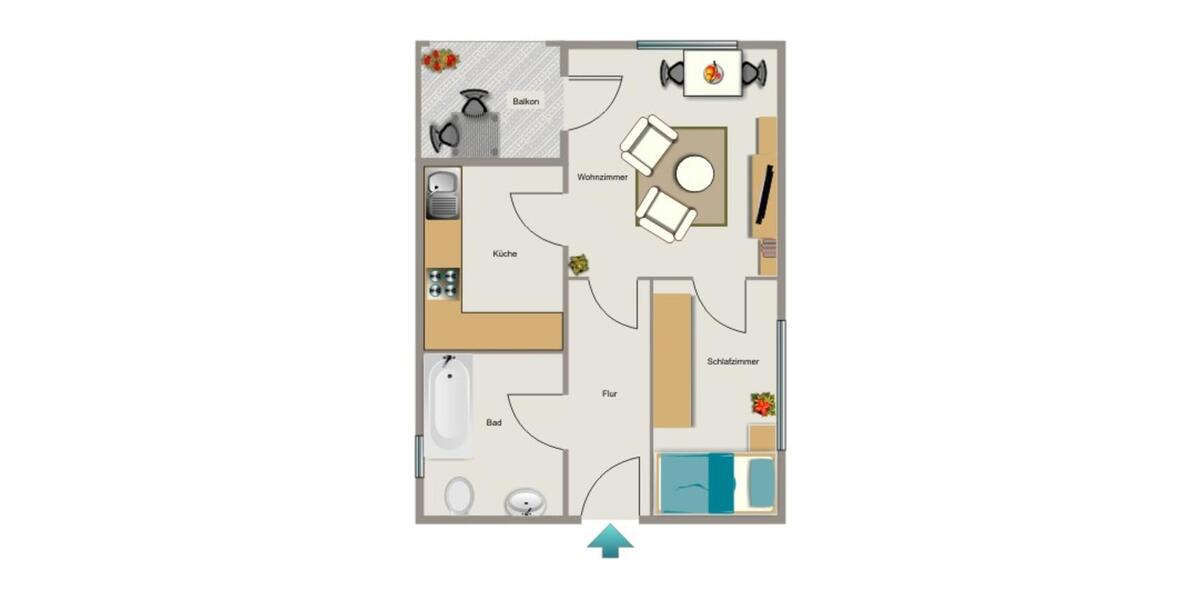 Etagenwohnung Castrop-Rauxel Bladenhorst - 2.5 Zimmer, 43 m&sup2;, 278&euro; | Angebot:25064775