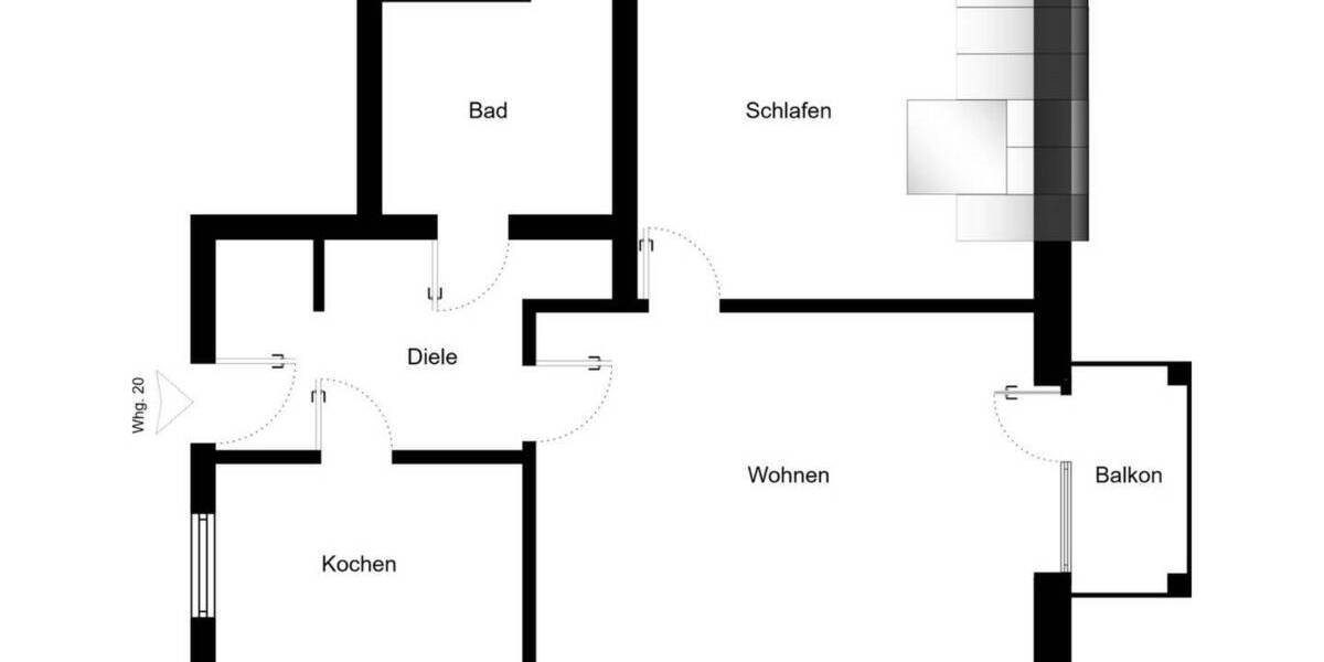 Etagenwohnung Remscheid Innen - 2 Zimmer, 53 m&sup2;, 138.400&euro; | Angebot:26740824