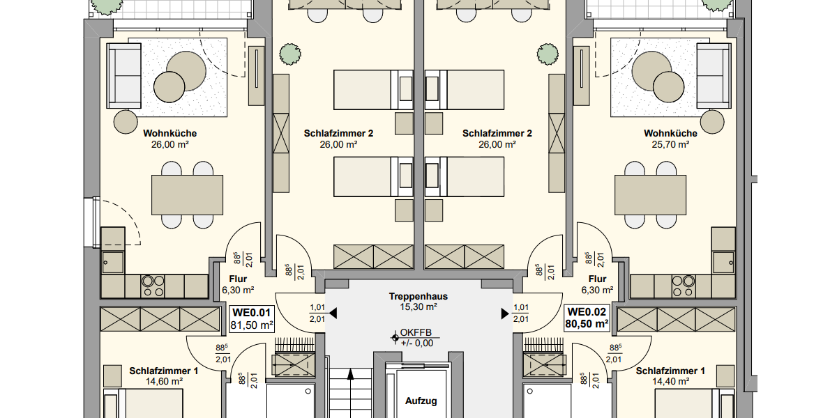 Etagenwohnung Bochum Westenfeld - 3.5 Zimmer, 80 m&sup2;, 592&euro; | Angebot:27018378