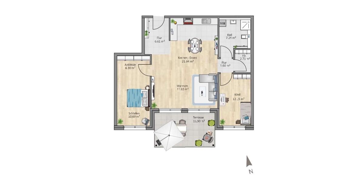 Terrassenwohnung Dortmund Brackel - 3 Zimmer, 95 m&sup2;, 565.000&euro; | Angebot:27629410