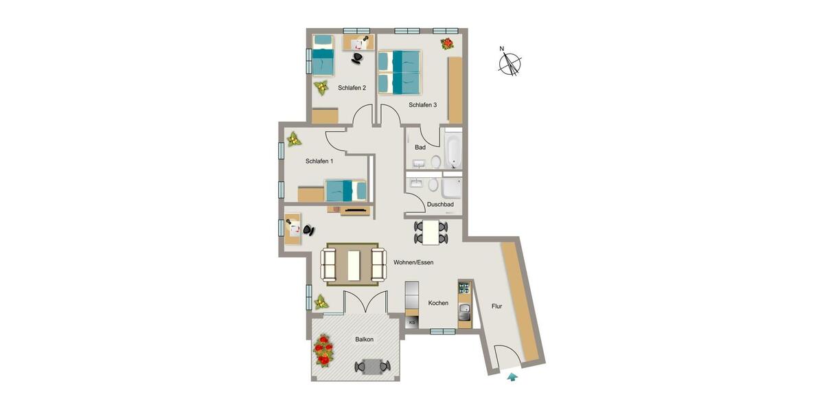 Etagenwohnung Bochum Bochum-Nord - 4.5 Zimmer, 109 m&sup2;, 1.504&euro; | Angebot:25968623